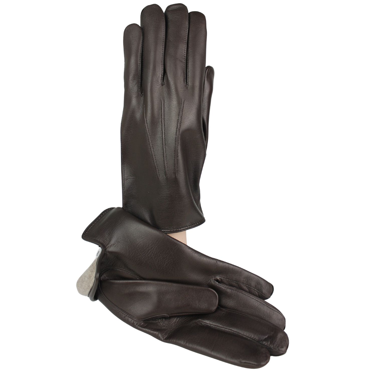 guanto da uomo in pelle colore testa di moro foderato in puro cashmere