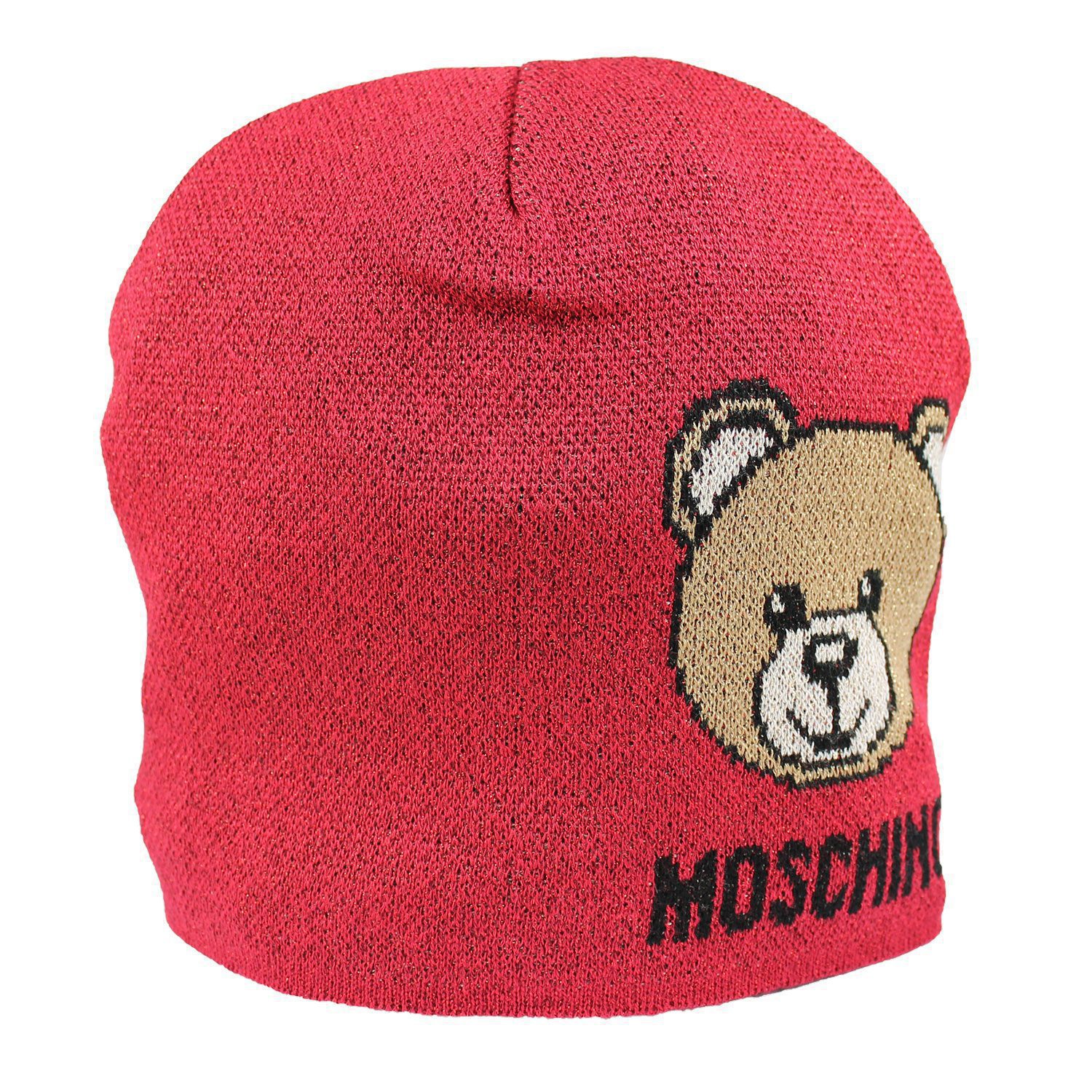 Cappello-Moschino-Disegno-Teddy-Colore-Rosso
