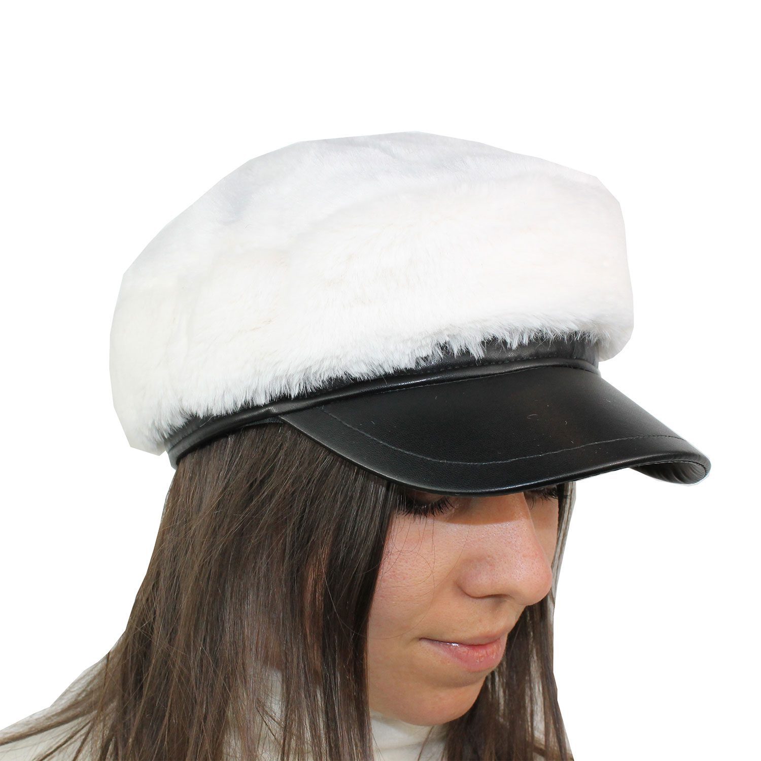 Baker-Boy-Hat-Ecopelliccia-Colore-Bianco