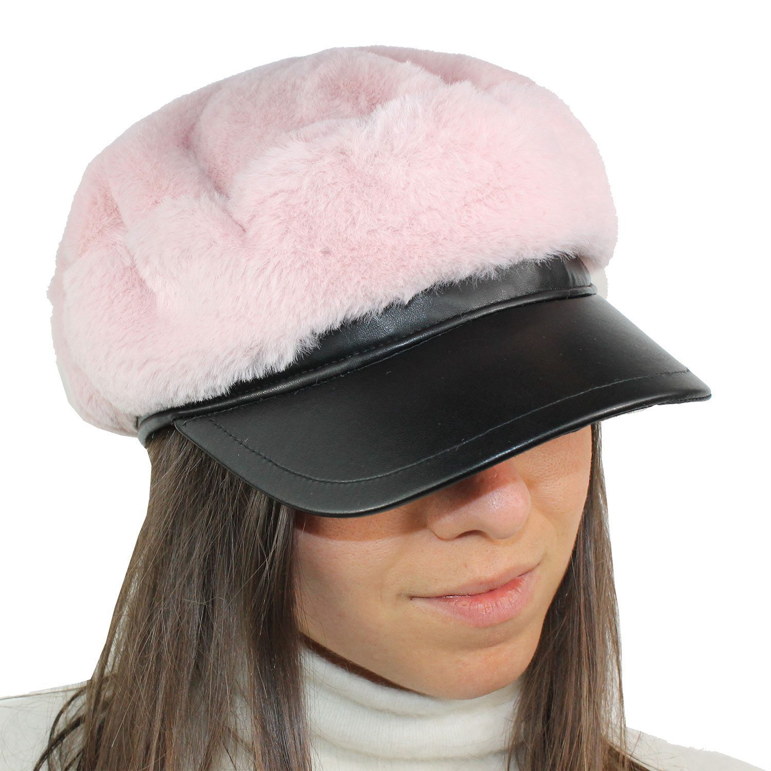 Baker-Boy-Hat-in-Ecopelliccia-Colore-Rosa