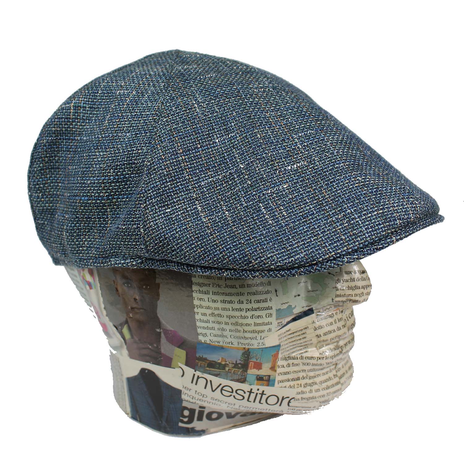 berretto-a-spicchi-estivo-uomo-fantasia-tweed-colore-denim