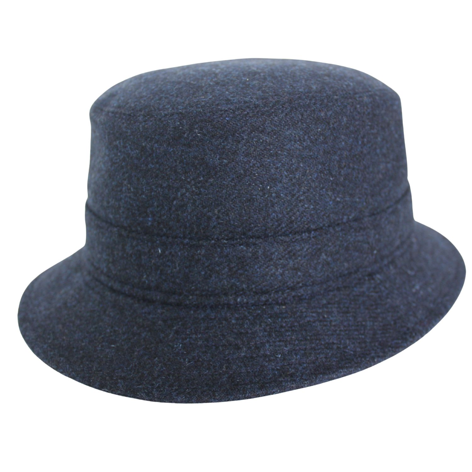 cappello da pescatore tascabile in tweed di lana idrorepellente blu