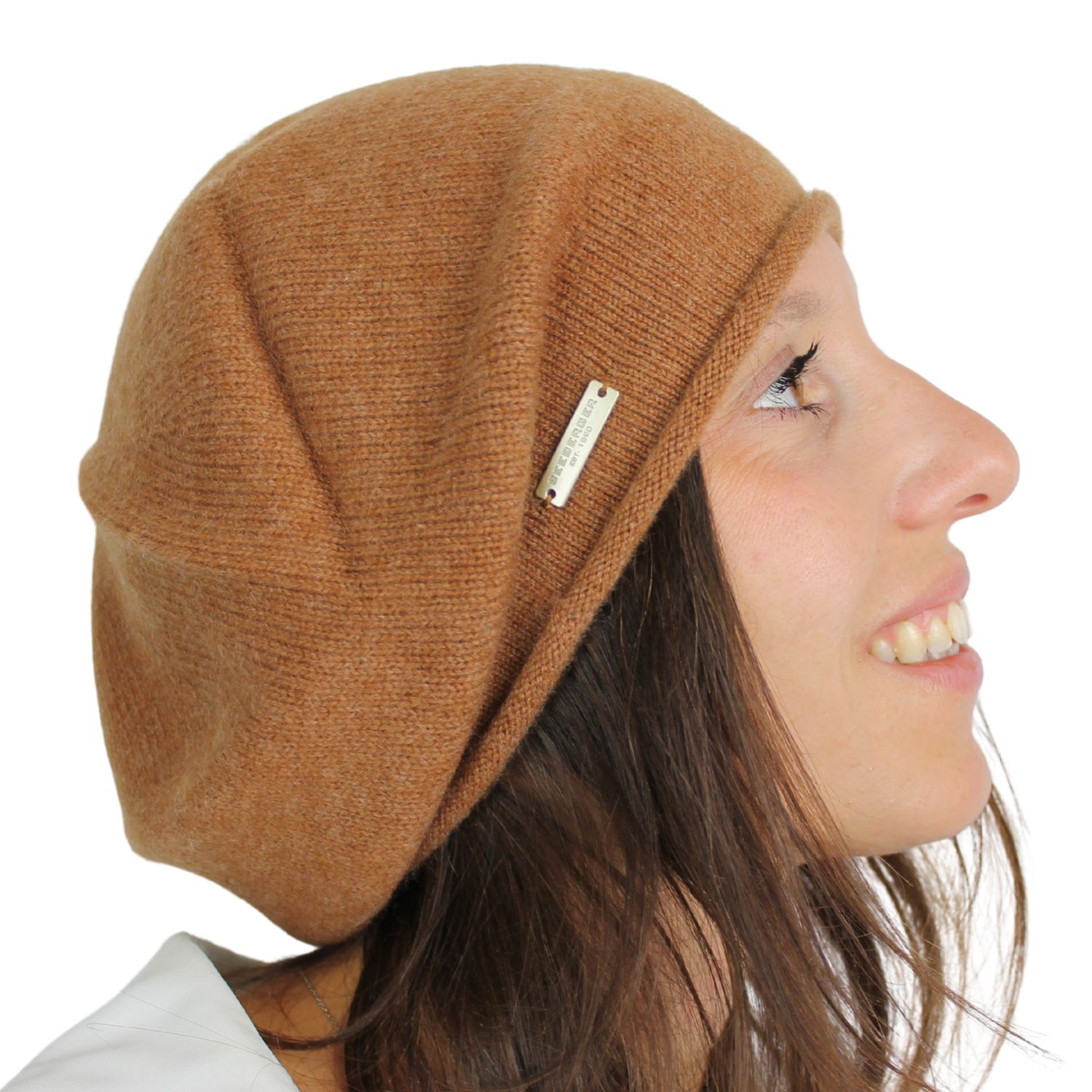 basco da donna in puro cashmere colore cannella