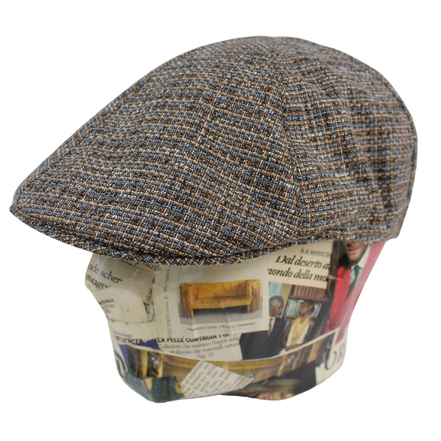 berretto-uomo-estivo-fantasia-tweed-marrone