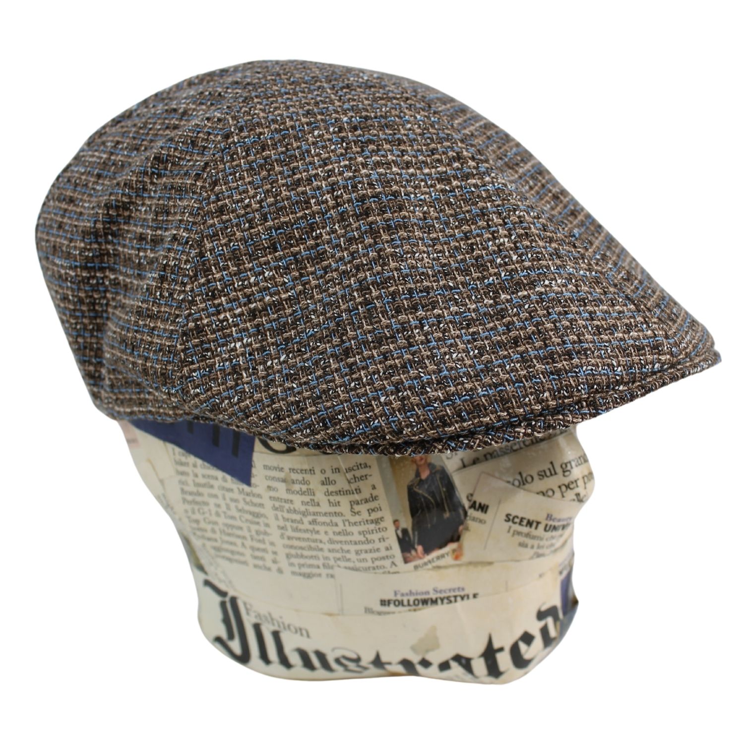 berretto-uomo-estivo-fantasia-tweed-marrone