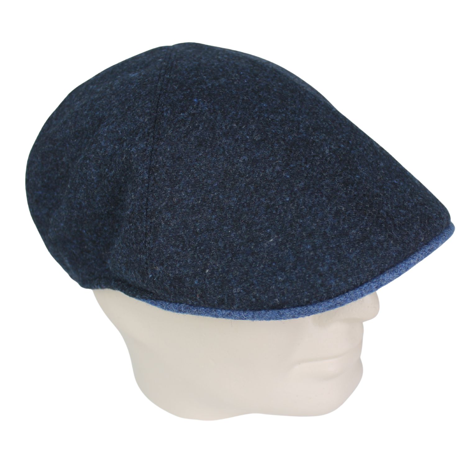 berretto uomo a spicchi in 100% lana tweed colore blu
