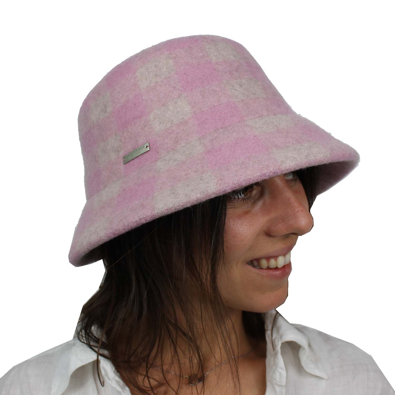 Bucket-hat-da-donna-cappello-da-pescatore-in-lana-colore-rosa-e-beige