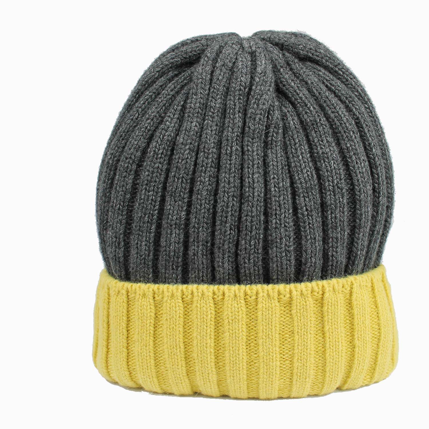 berretto-a-coste-in-lana-e-cashmere-bicolore-giallo-e-grigio-antracite