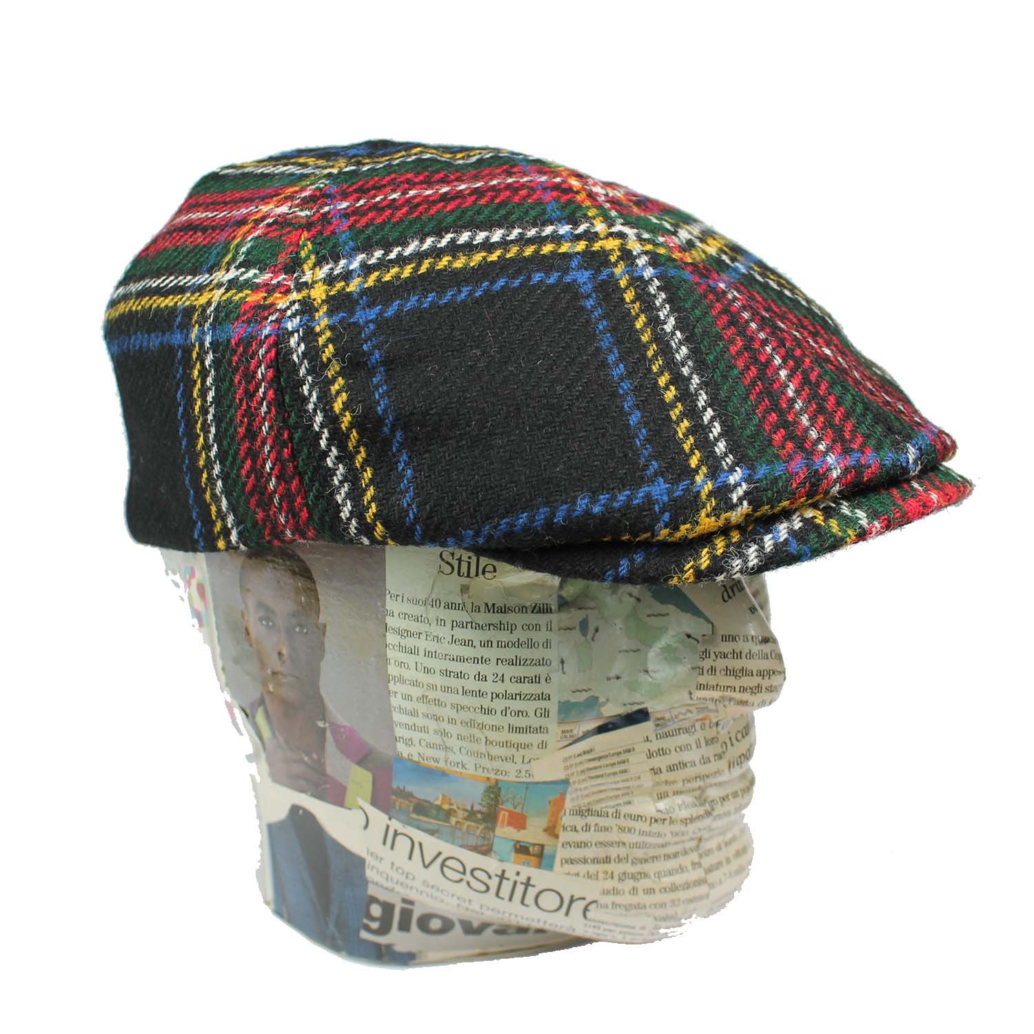 berretto-a-spicchi-modello-duck-in-tessuto-di-lana-fantasia-scozzese-coppola-uomo