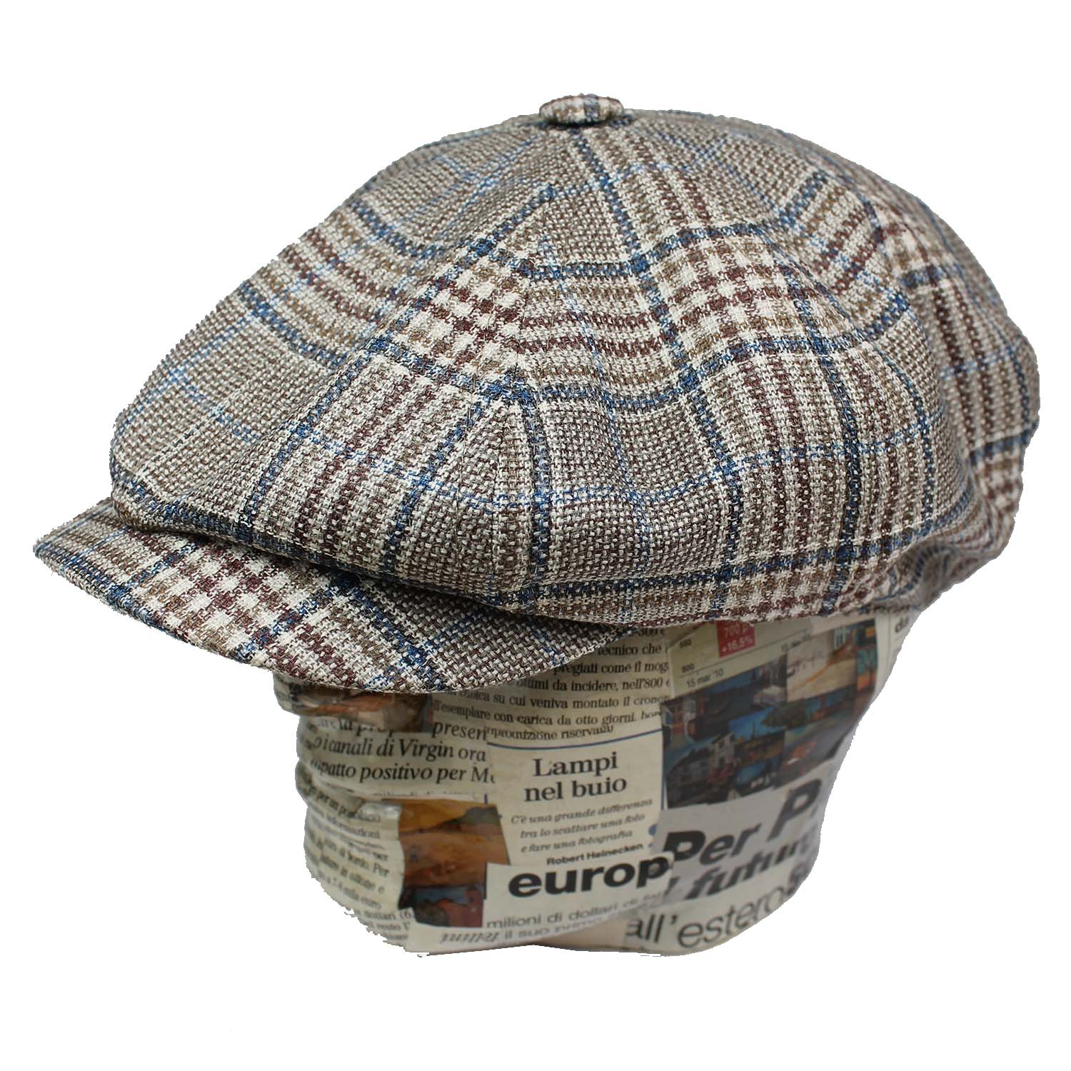 berretto-newsboycap-in-lino-fantasia-principe-di-galles-tortora