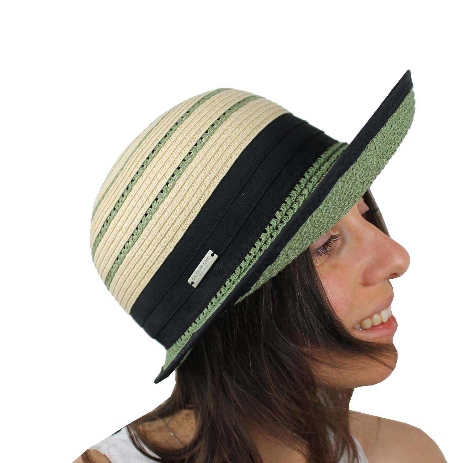 cappello-donna-estivo-con-visiera-modellabile-panna-e-verde