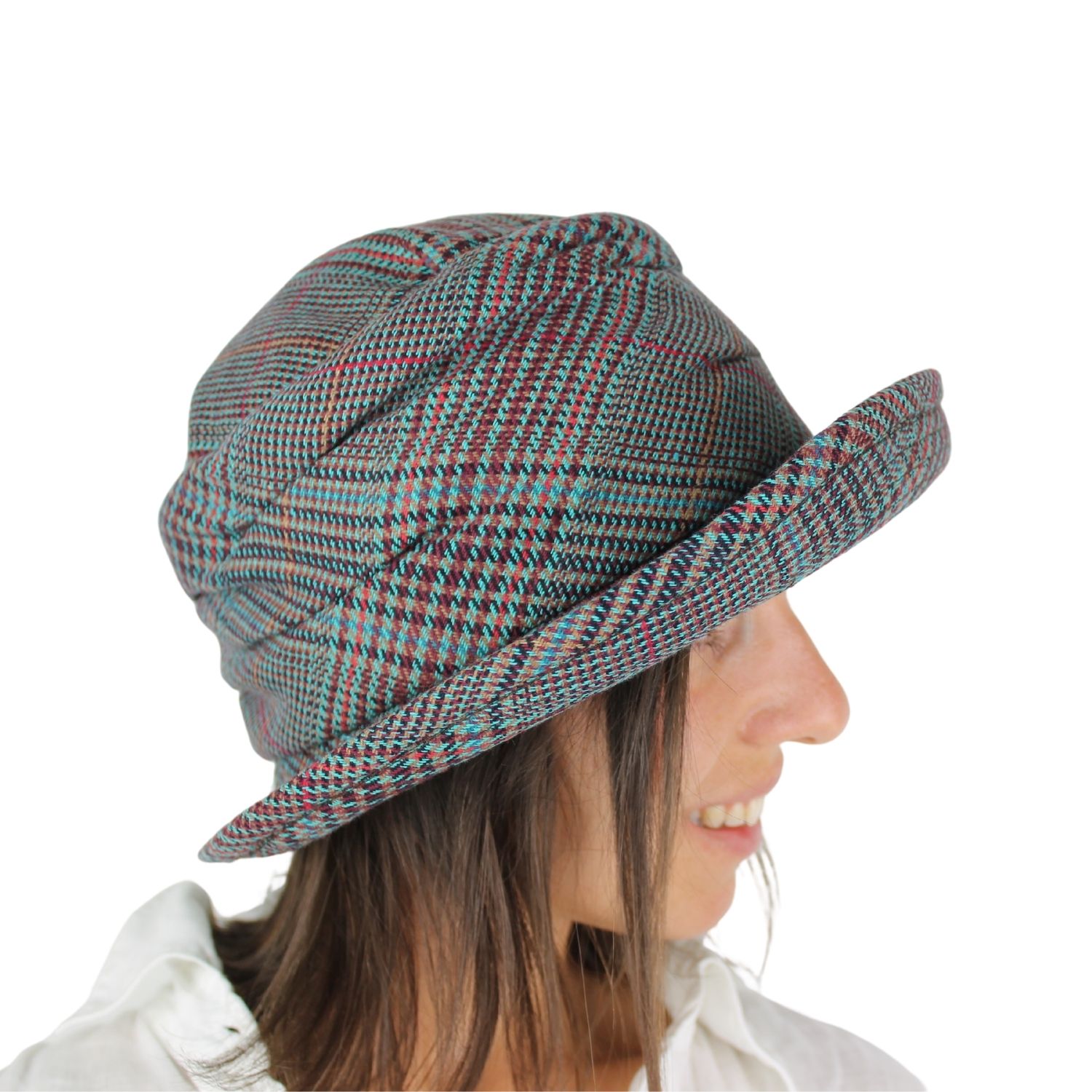 cappello-donna-marchio-grevi-in-tessuto-di-lana-fantasia-principe-di-galles