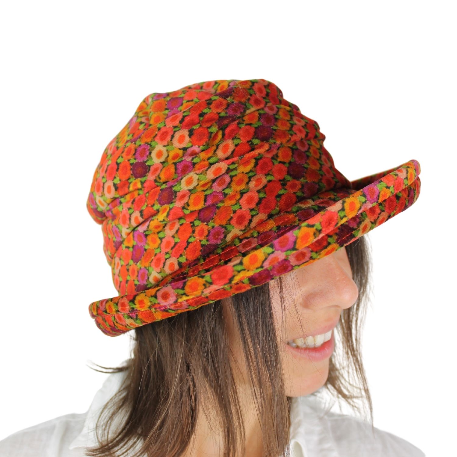 cappello-donna-marchio-grevi-in-velluto-fantasia-arancione