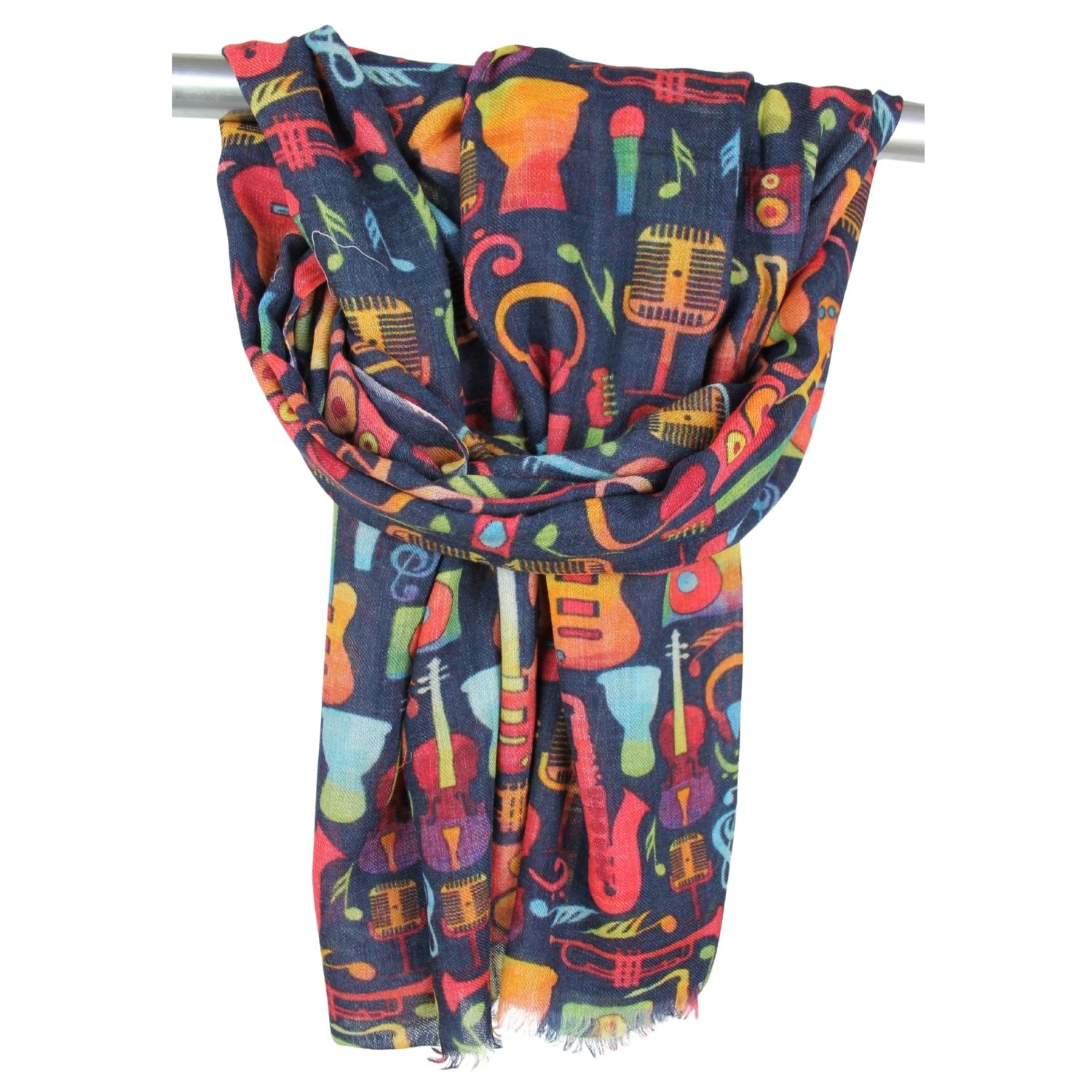 sciarpa-donna-in-pura-lana-fantasia-disegno-strumenti-musicali-colore-nero