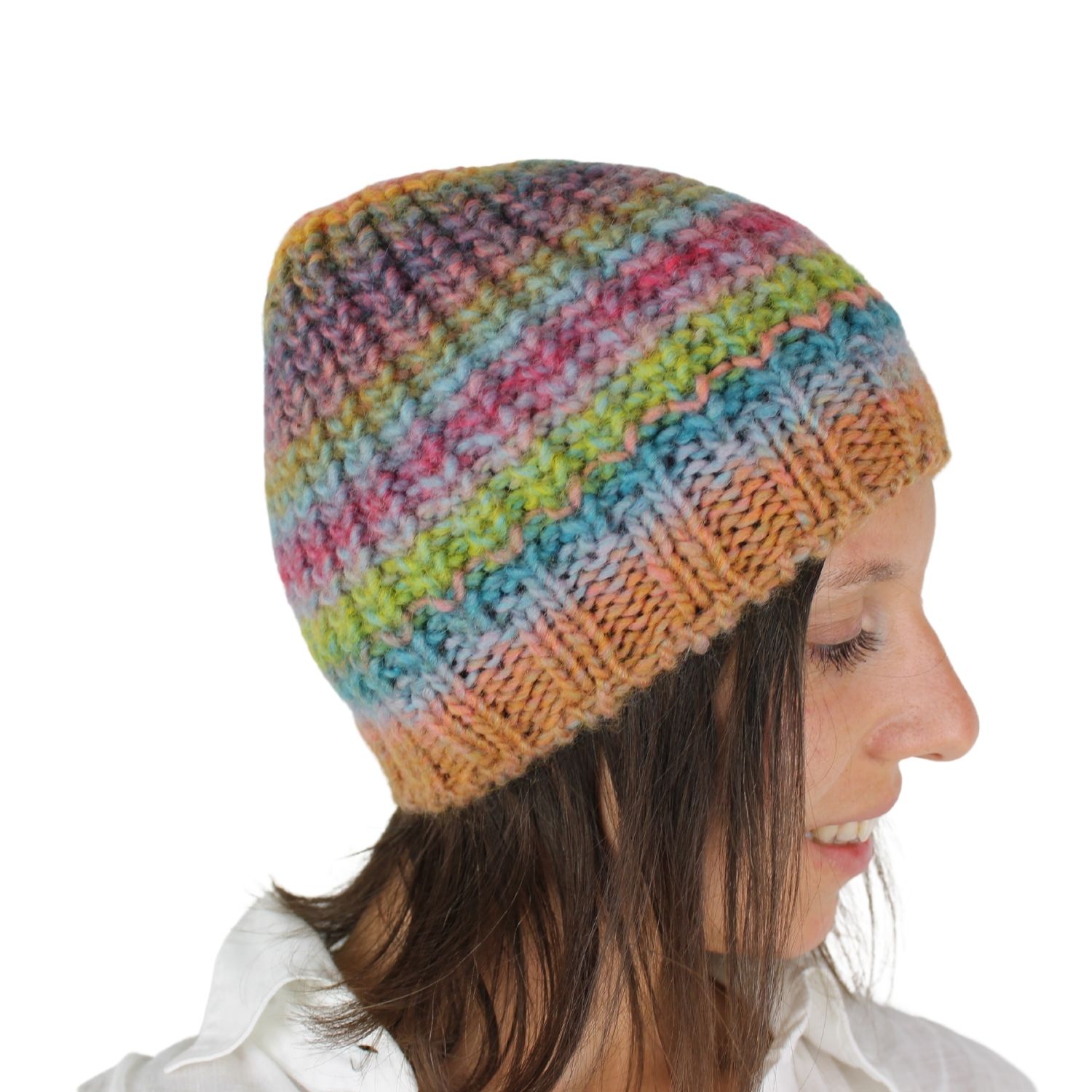 berretto-donna-in-lana-maglia-multicolore