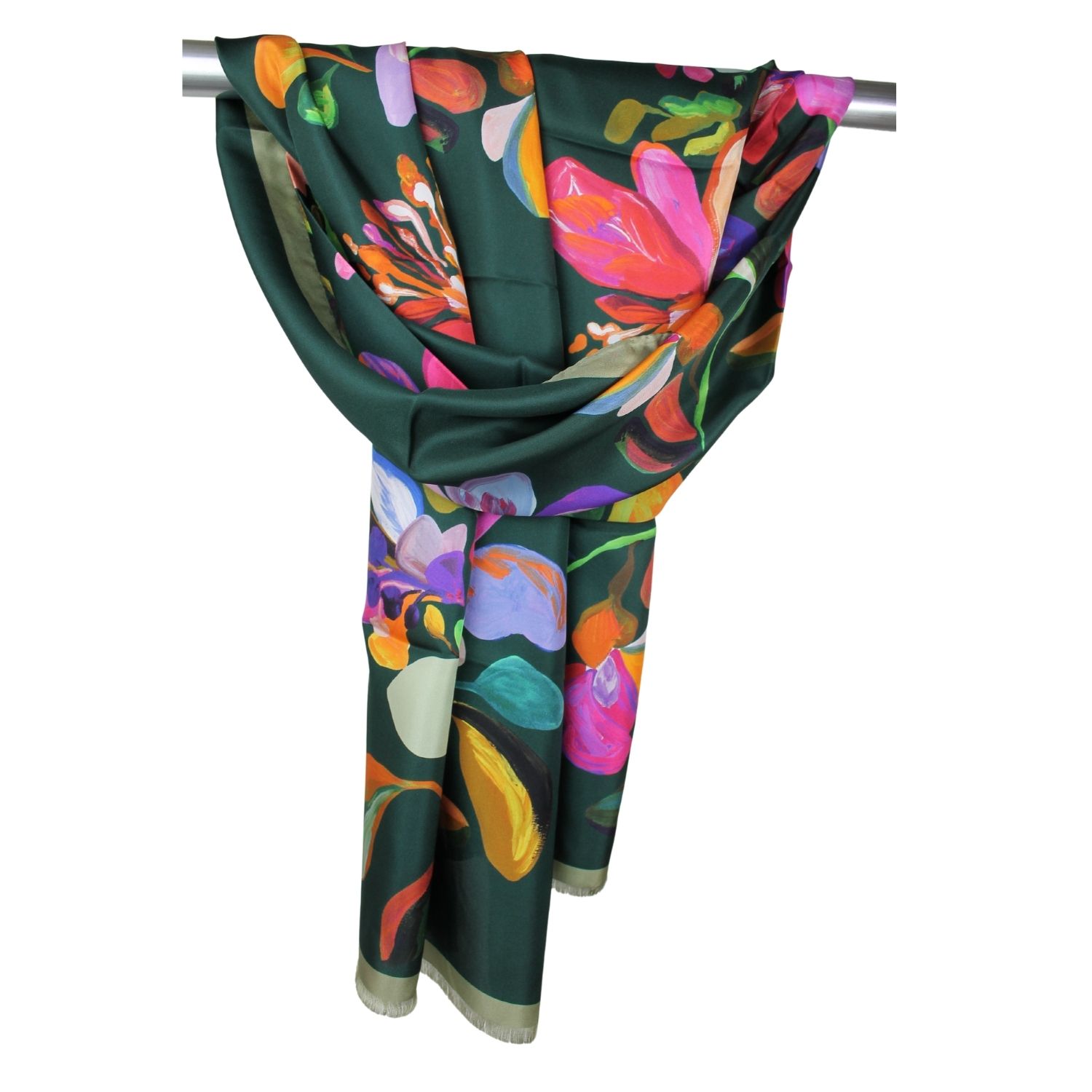 stola-pura-seta-fantasia-disegno-floreale-tonalità-verde-bottiglia