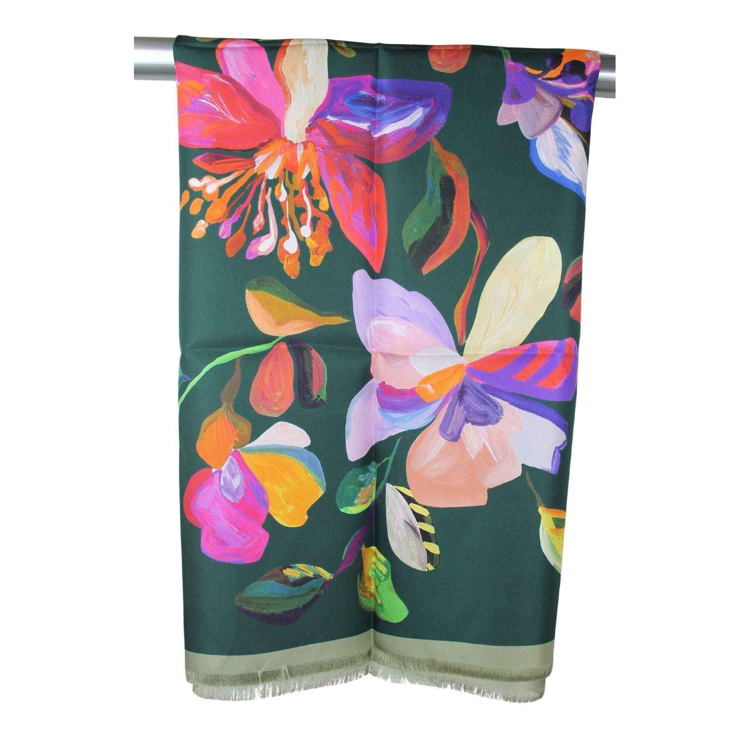 stola-pura-seta-fantasia-disegno-floreale-tonalità-verde-bottiglia