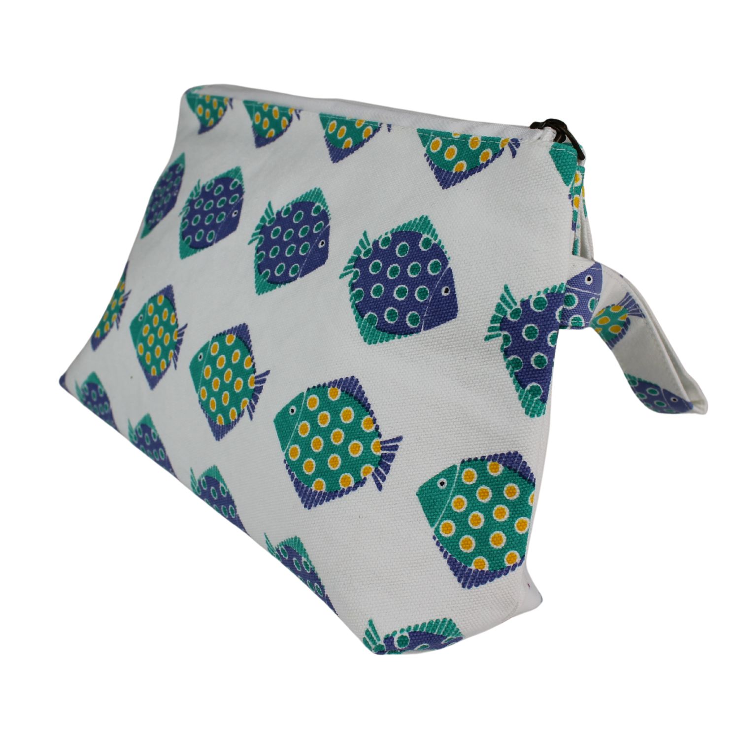 Necessaire-pochette-fantasia-disegno-pesci-tonalità-bianco