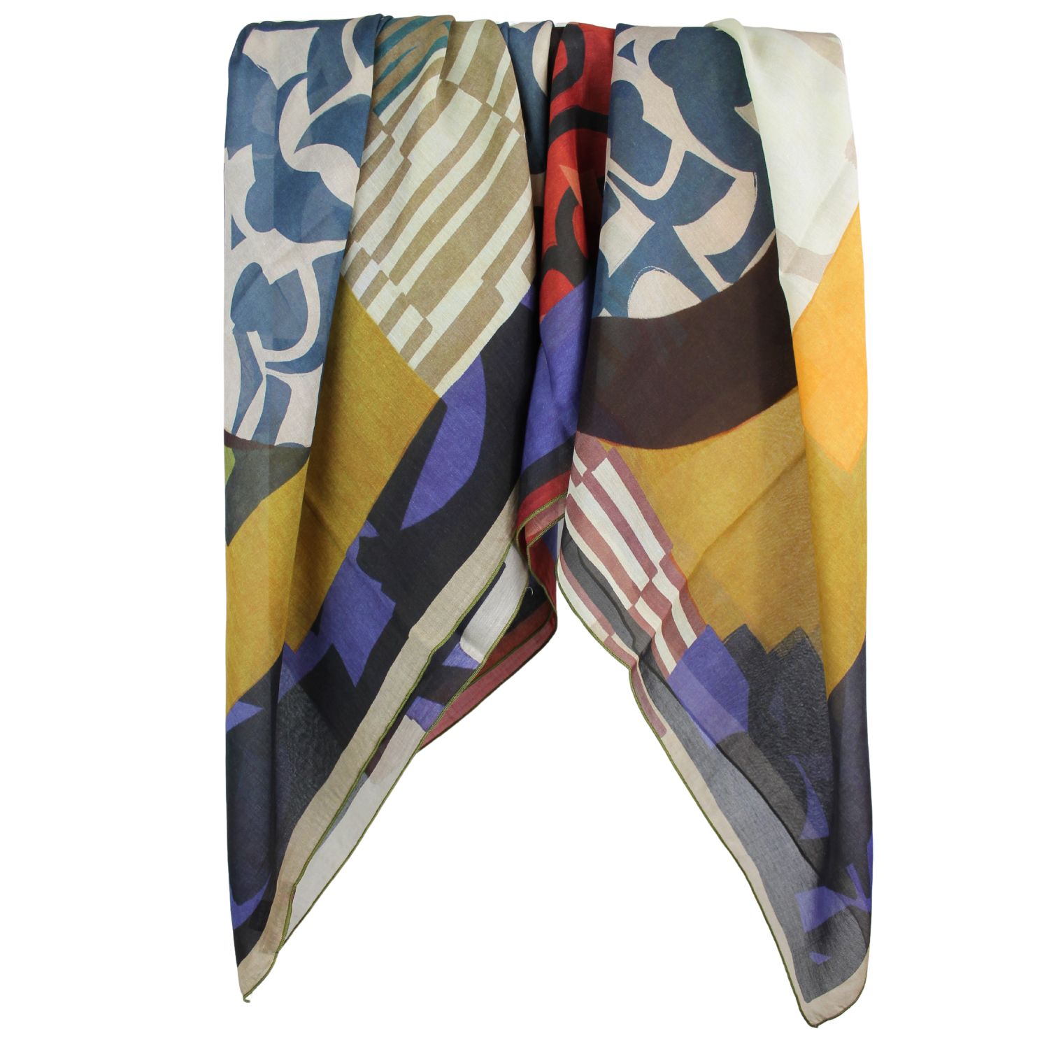 Foulard-grande-in-cotone-scialle-donna-fantasia-tonalità-ocra-blu-rosso-marrone-e-colori-vari
