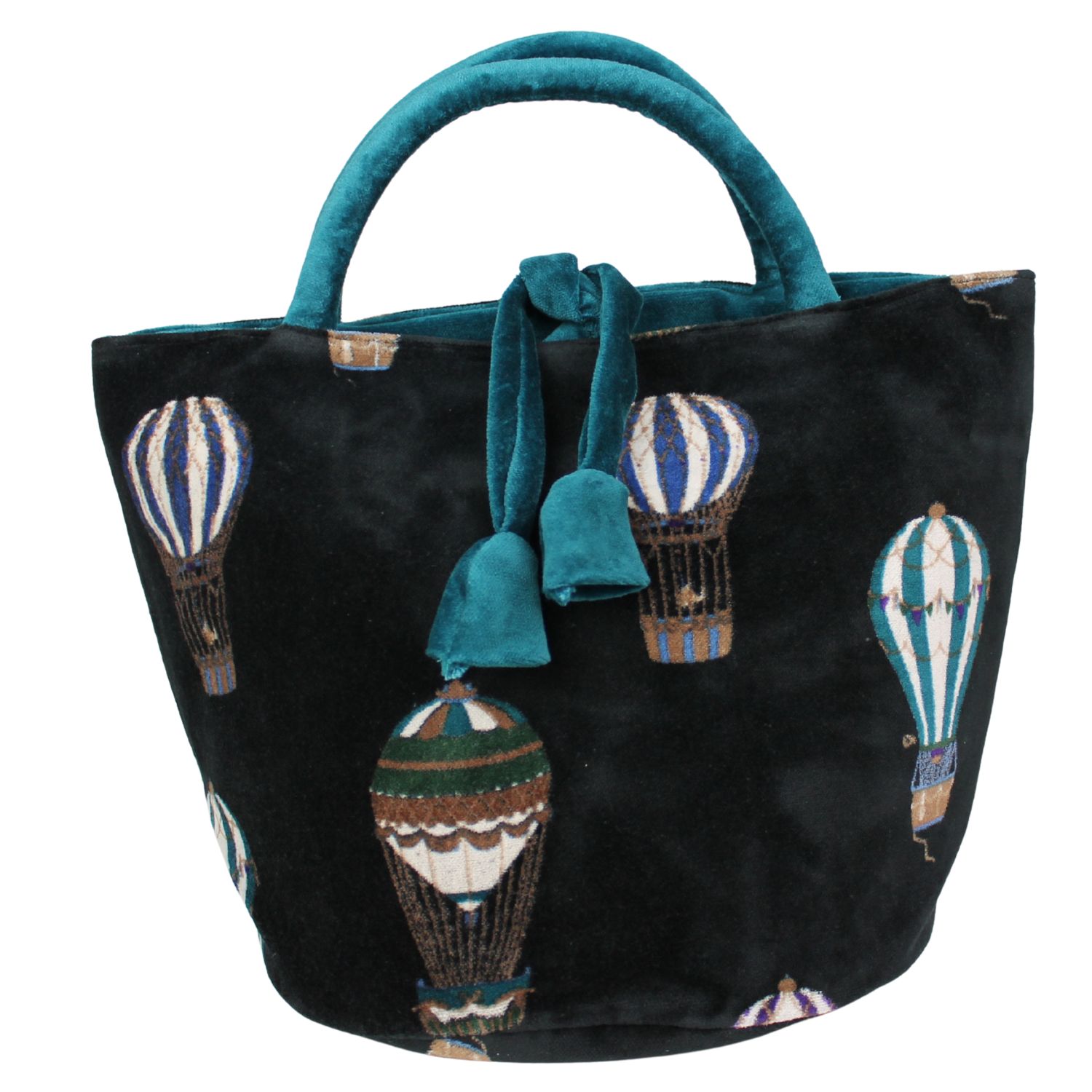 borsa-con-manici-in-velluto-fantasia-disegno-mongolfiere-colore-nero