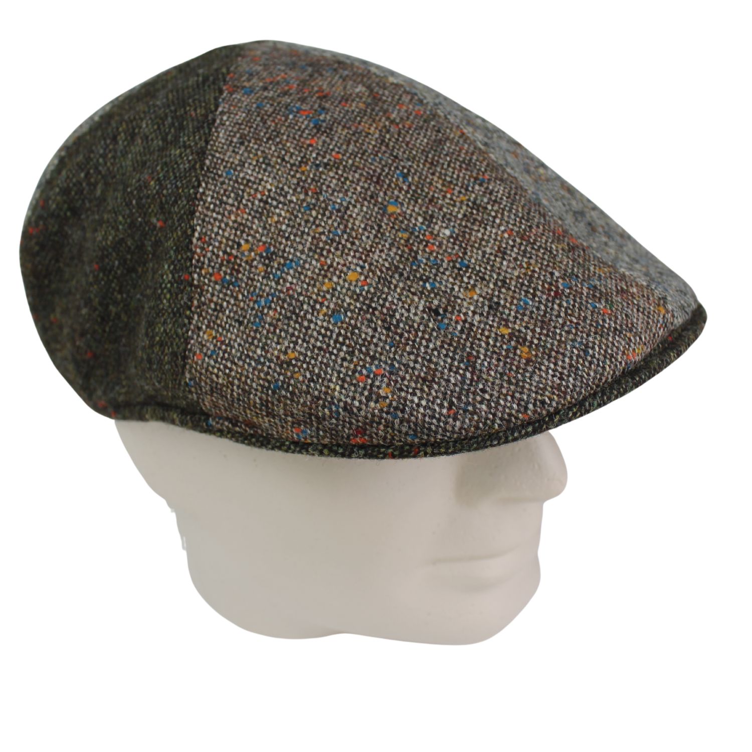berretto uomo a spicchi in 100% lana tweed fantasia patchwork