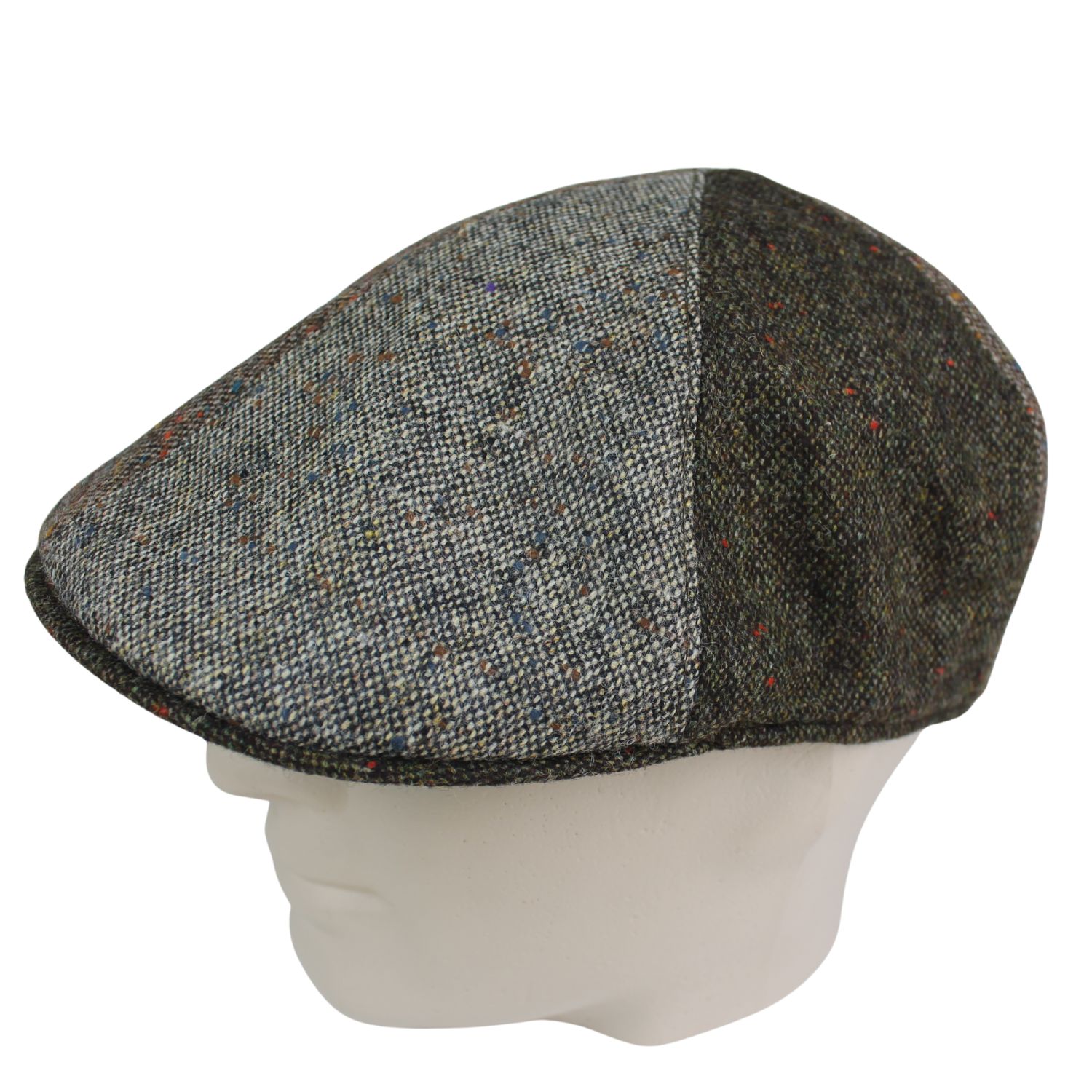 berretto uomo a spicchi in 100% lana tweed fantasia patchwork