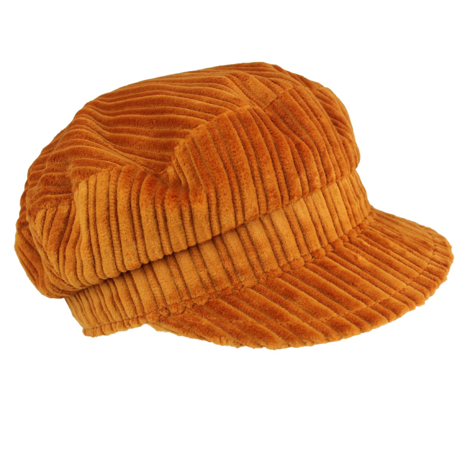 cappello baker boy in velluto a coste colore arancione