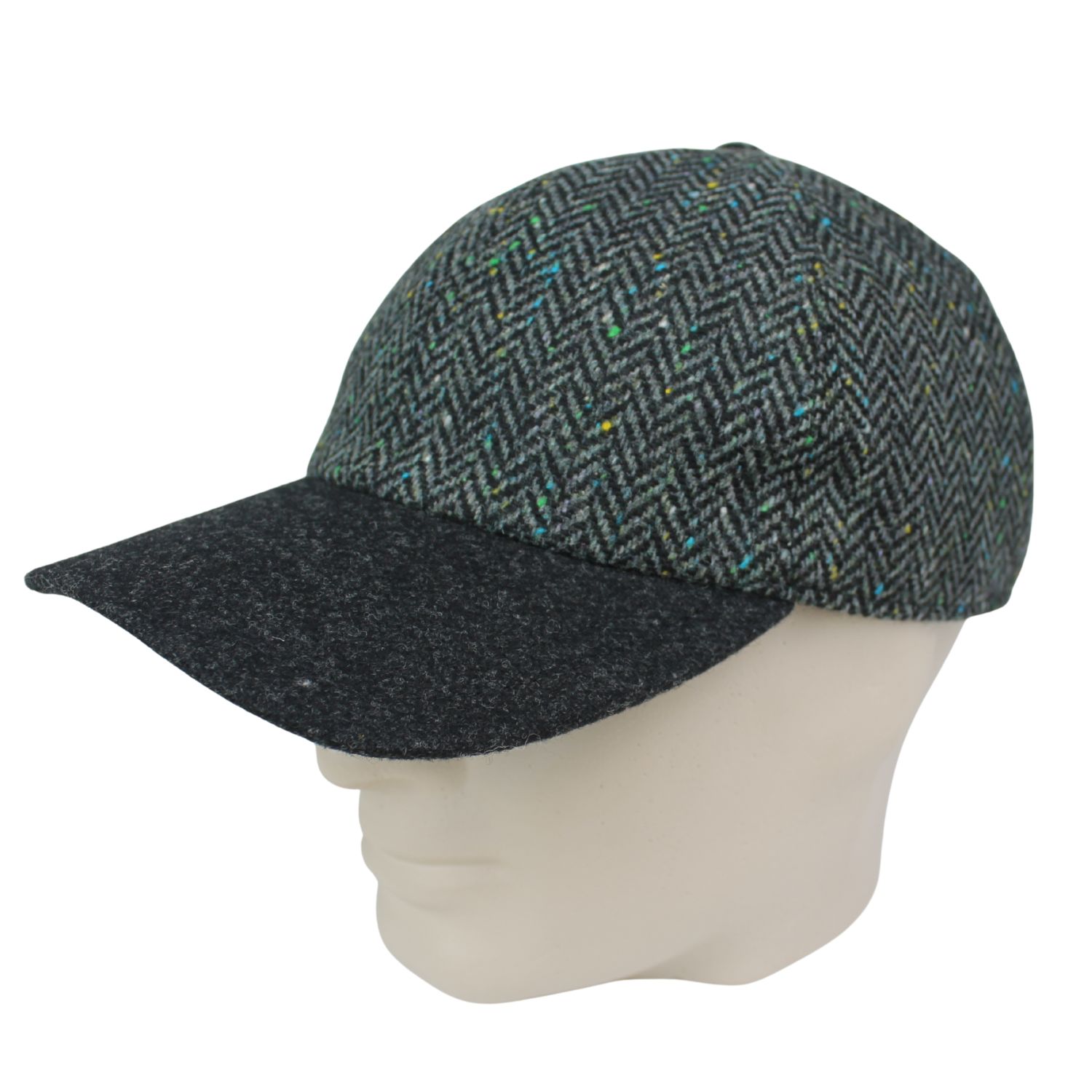 cappello baseball da uomo con paraorecchie interno in lana idrorepellente fantasia spinato grigio