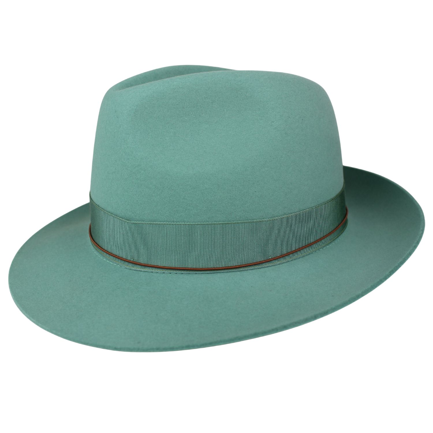 cappello marchio borsalino in feltro di lana e cashmere colore tiffany con fodera interna