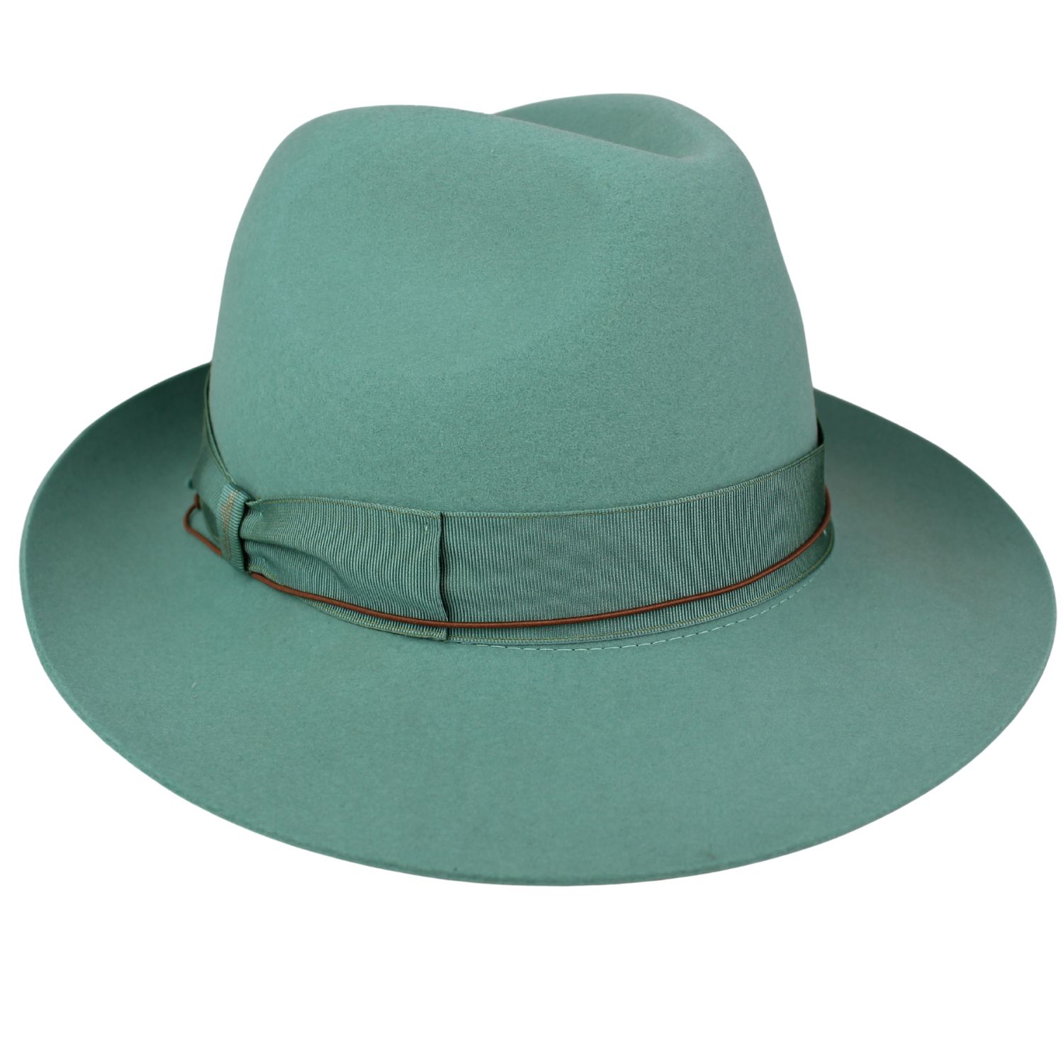 cappello marchio borsalino in feltro di lana e cashmere colore tiffany con fodera interna