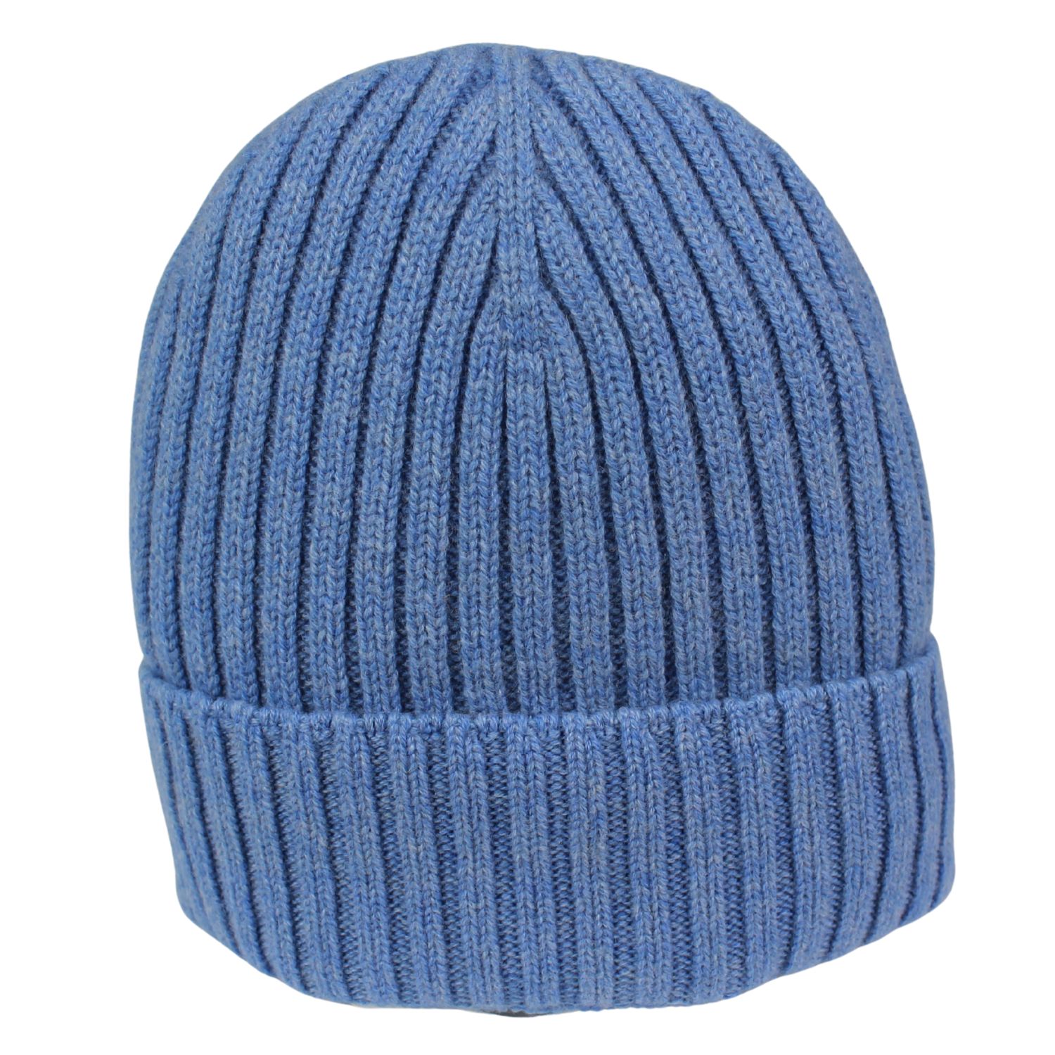 cuffia in puro cashmere a costa stretta colore celeste