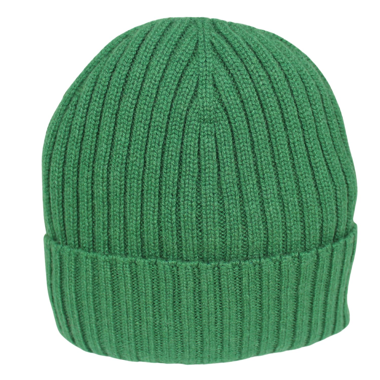 cuffia in puro cashmere a costa stretta colore verde