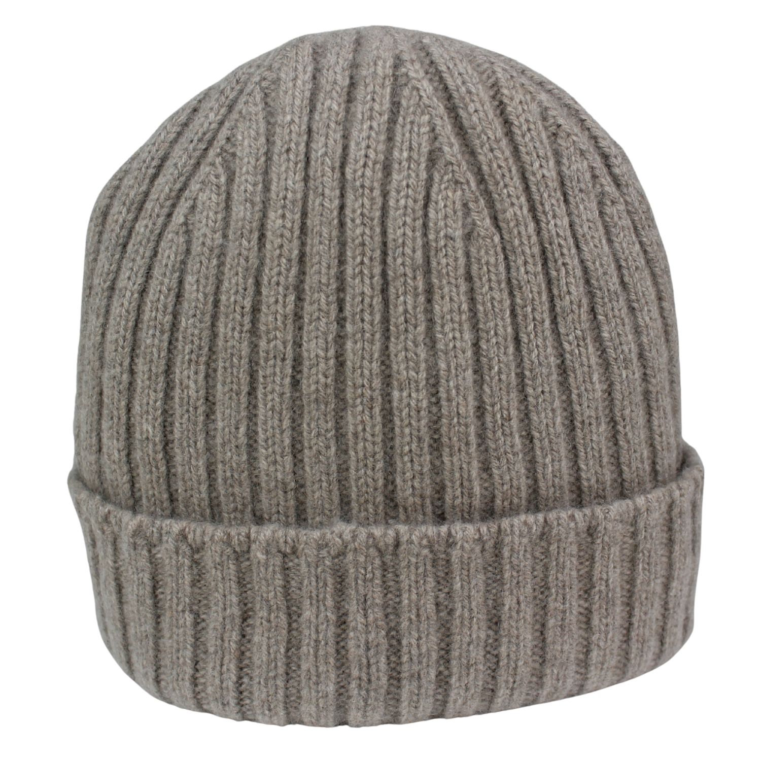 cuffia in puro cashmere a coste colore beige