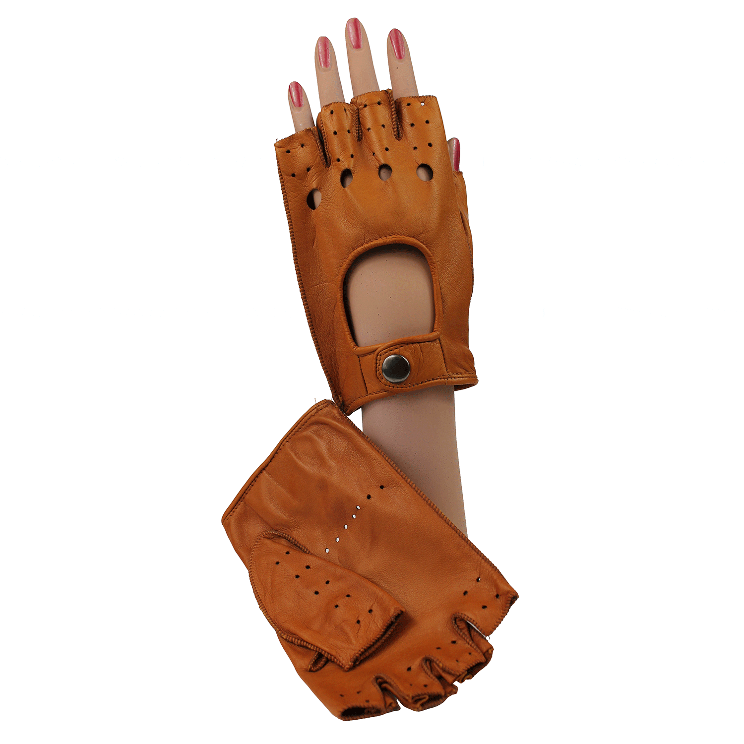 Guanto-Driver-in pelle-Mezzedita-Ocra