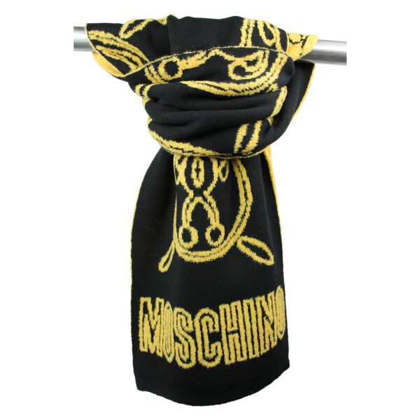 Sciarpa-Moschino-Nero-Logo-Giallo