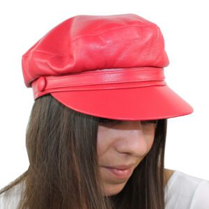Cappello-Donna-Baker-Boy-Hat-in-Pelle-Rosso