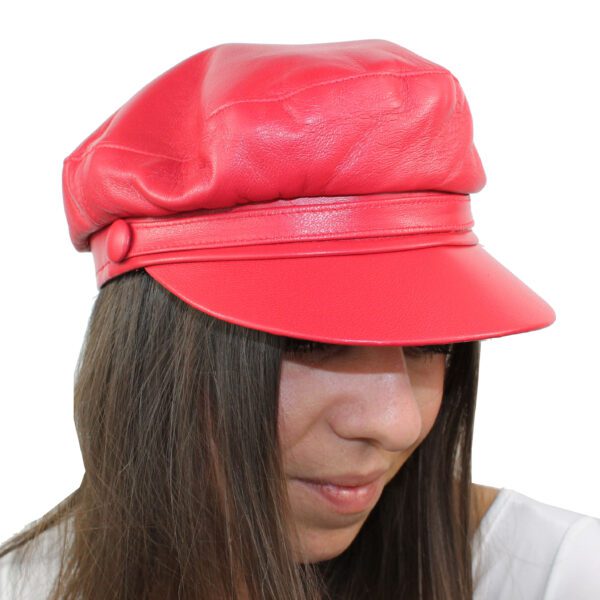 Cappello-Donna-Baker-Boy-Hat-in-Pelle-Rosso