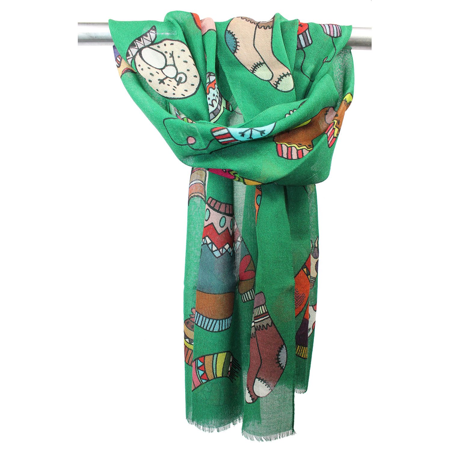 Sciarpa-Foulard-Lana-Verde-Bottiglia
