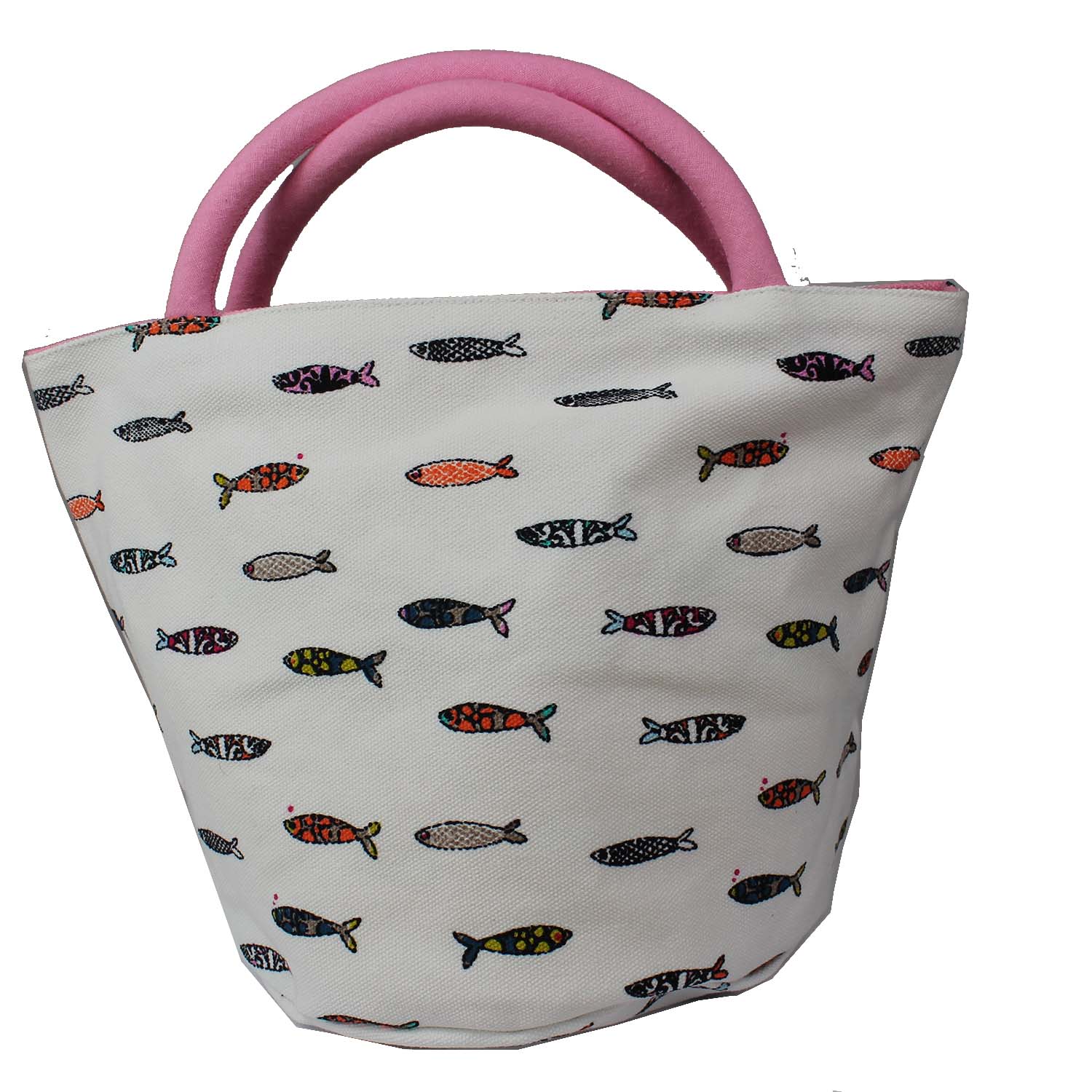 Borsa a mano estiva fantasia disegno alici Reversibile rosa e bianco